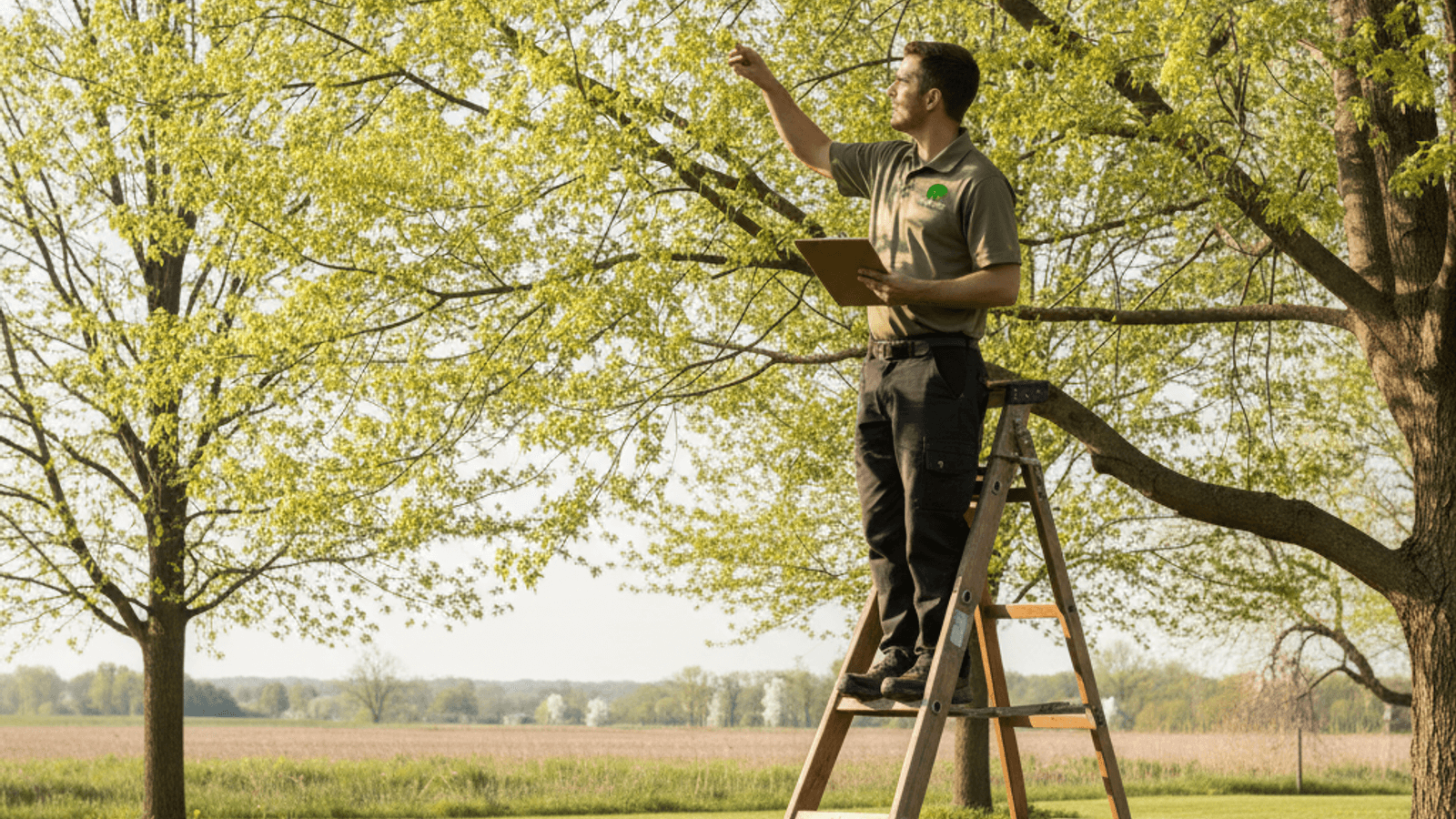 New spring growth on a mature bur oak tree in a Topeka yard after winter